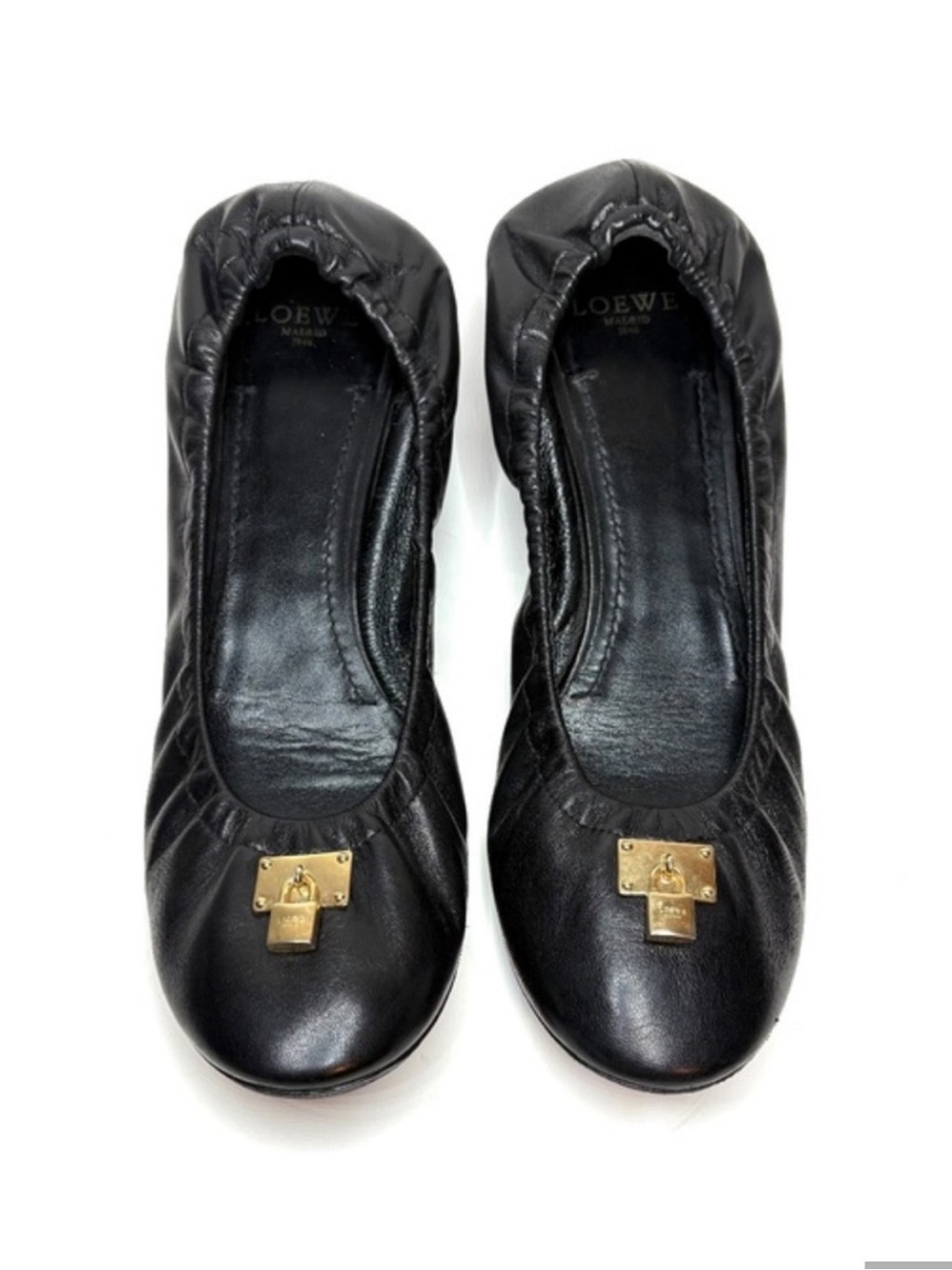 LOEWE Black Leather Ballet Flats | 39